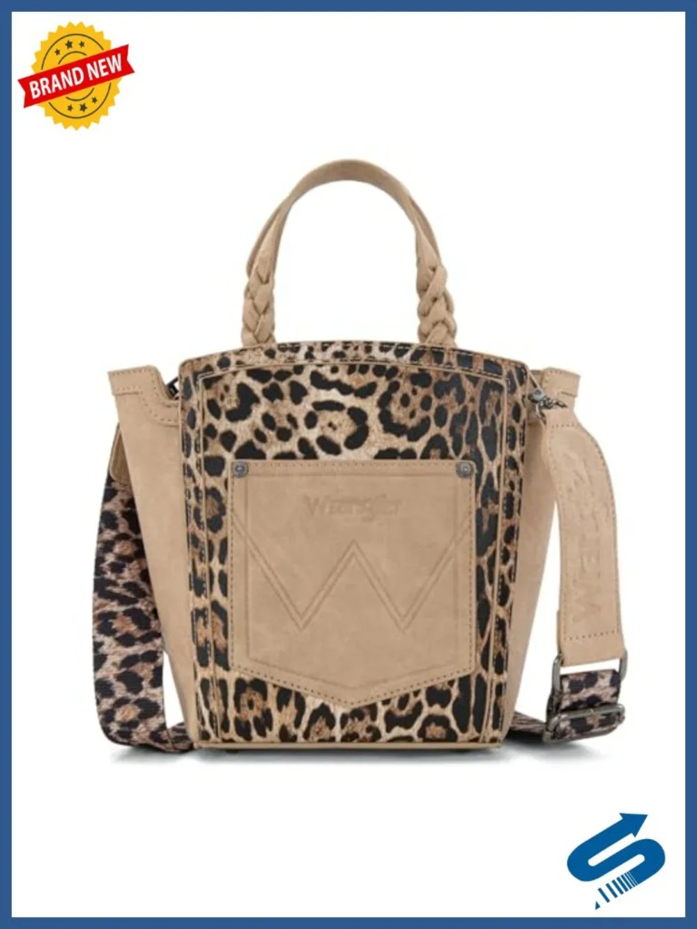Faux Leather Crossbody Bag with Braided Top Handles - Satchel Style